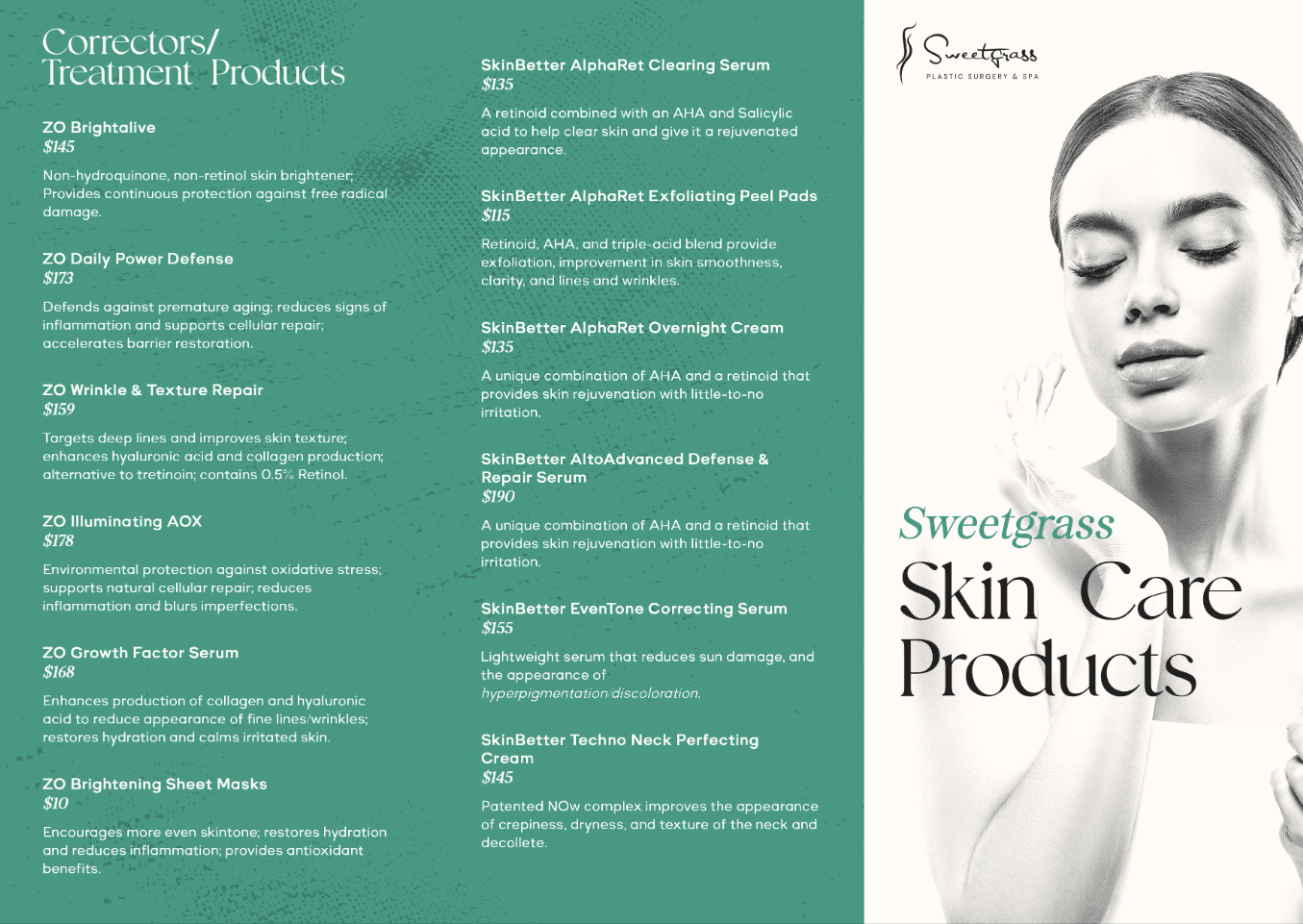 Skincare menu charleston